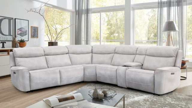 Edmondus Light Taupe Power Sectional - Ornate Home