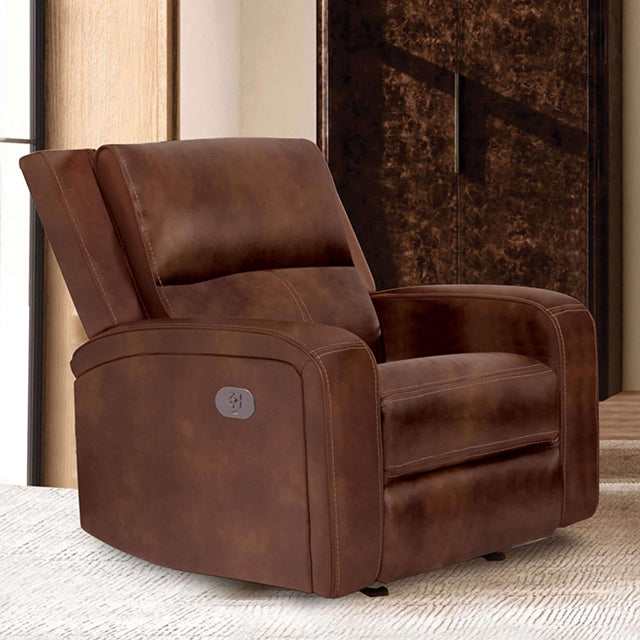 Soterios Medium Brown Power Recliner - Ornate Home