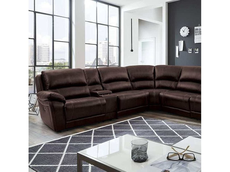 Gasparus Dark Brown Power Sectional - Ornate Home