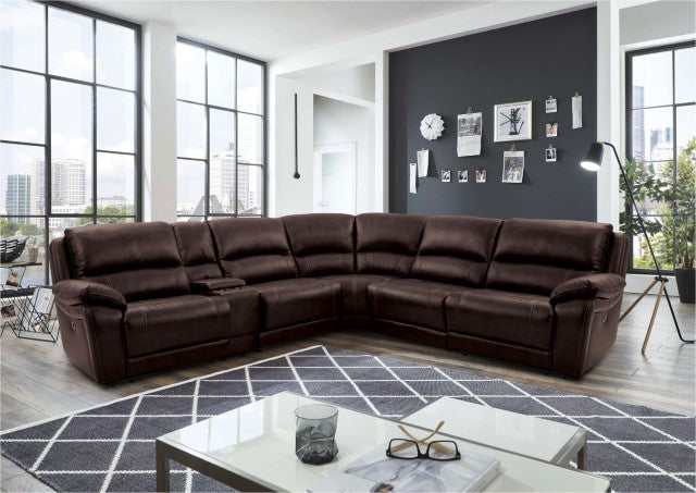 Gasparus Dark Brown Power Sectional - Ornate Home