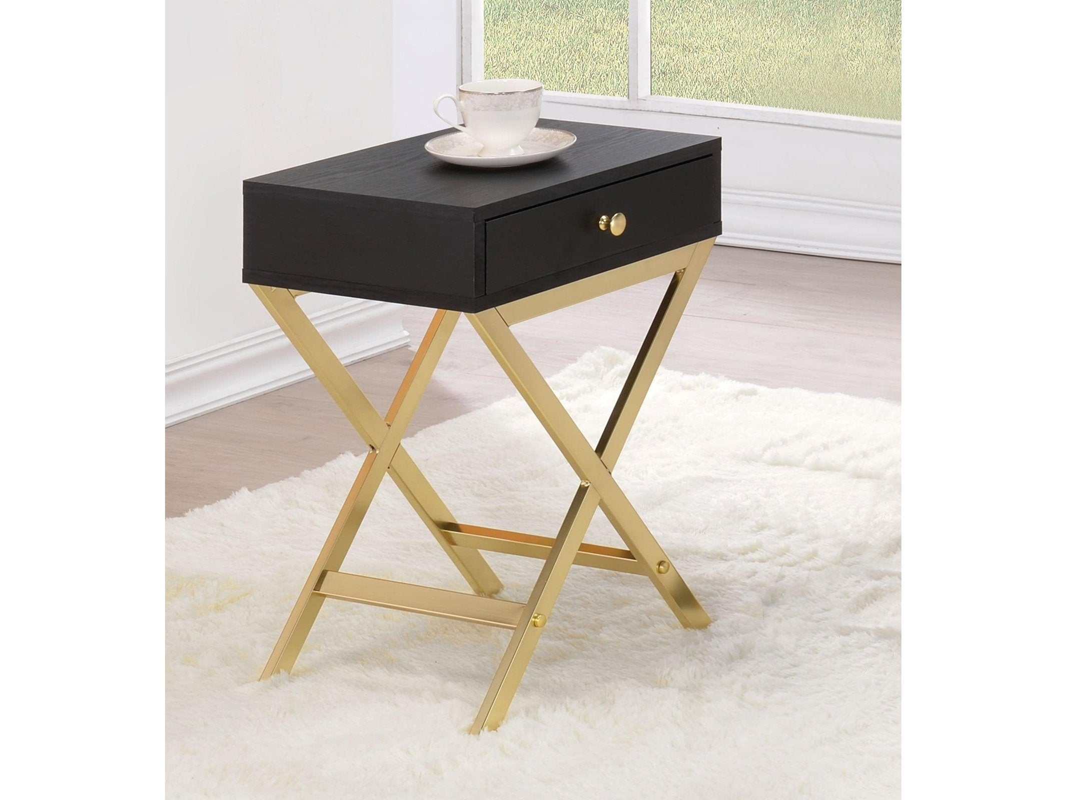 Coleen Black & Brass Side Table - Ornate Home