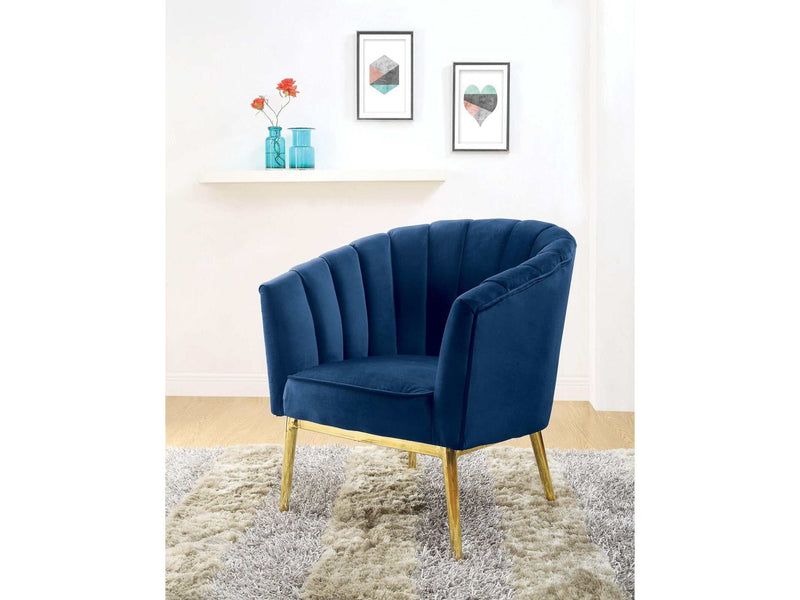 Colla Midnight Blue Velvet & Gold Accent Chair - Ornate Home