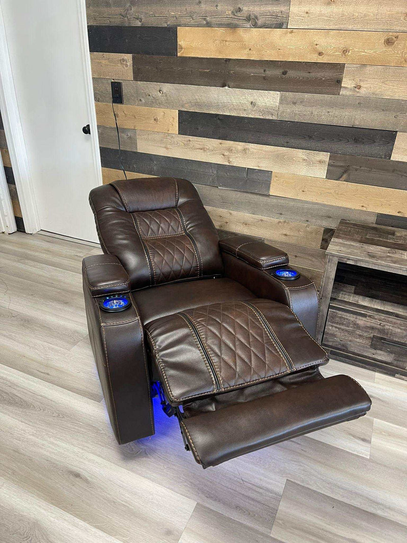 Composer Brown Power Recliner w/ Blue LED - Ornate Home