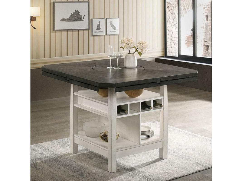 Conner Chalk & Gray Counter Height Table w/ Lazy Susan - Ornate Home