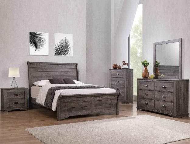 Coralee Gray King Sleigh Bed - Ornate Home