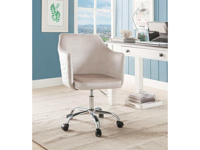 Cosgair Champagne Velvet & Chrome Office Chair - Ornate Home