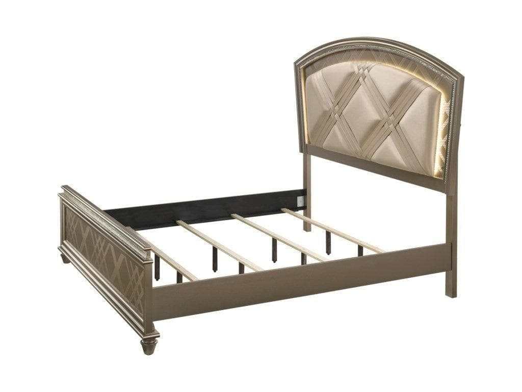 Cristal Gold LED King Panel Bed - Ornate Home