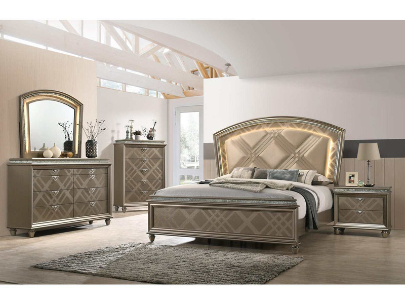 Cristal Gold LED Panel Bedroom Set - Ornate Home
