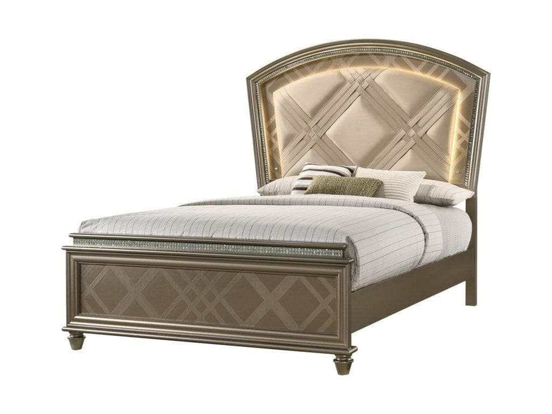 Cristal Gold LED Queen Panel Bed - Ornate Home