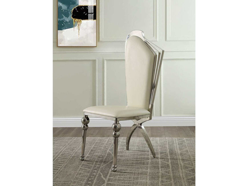 Cyrene Beige Faux Leather Side Chair (Set of 2) - Ornate Home