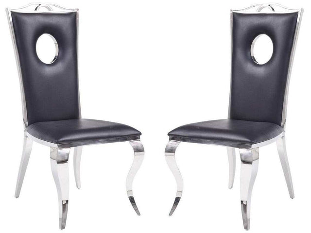 Cyrene Black Faux Leather Side Chair (Set of 2) - Ornate Home