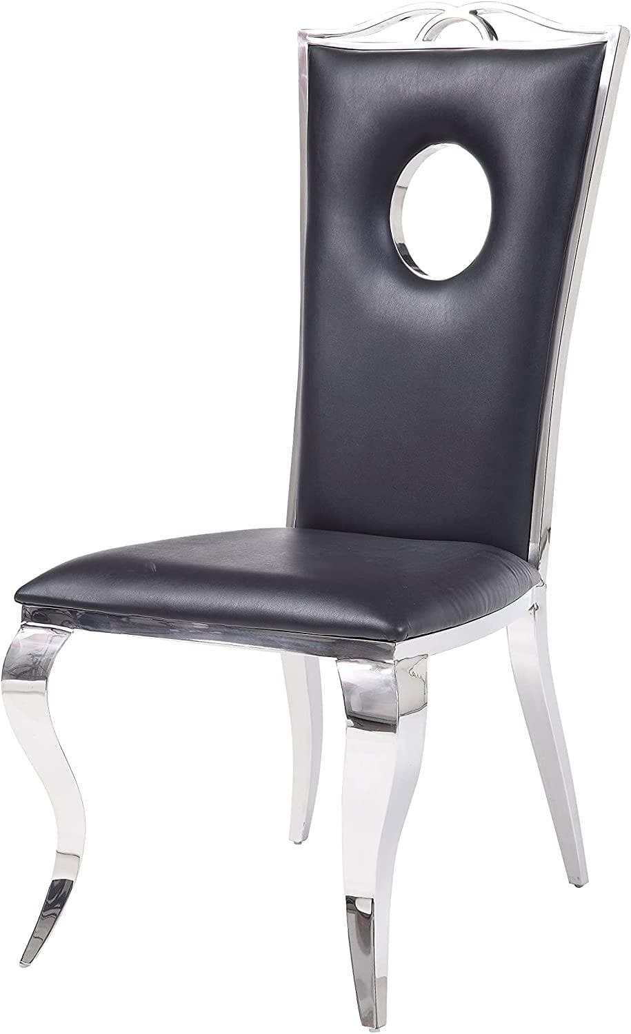 Cyrene Black Faux Leather Side Chair (Set of 2) - Ornate Home