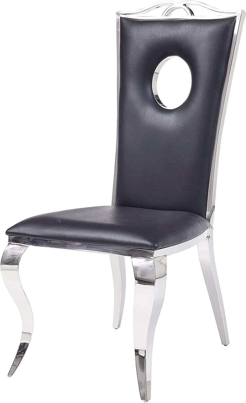 Cyrene - Black Faux Leather - Side Chair (Set of 2) - Ornate Home