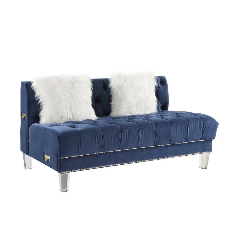 Ezamia - Navy Blue Velvet - U Shape Sectional Sofa - Ornate Home