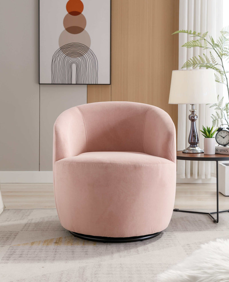 Tule Velvet Swivel Accent Armchair with Metal Ring Detail Pink - Ornate Home