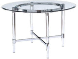 Daire Clear Tempered Glass Top Round Dining Table - Ornate Home