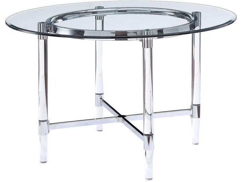 Daire - Clear Tempered Glass Top - Round Dining Table - Ornate Home