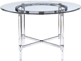 Daire Clear Tempered Glass Top Round Dining Table - Ornate Home