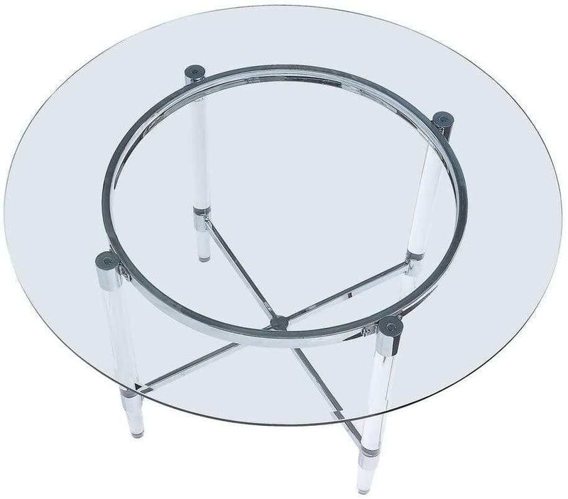 Daire - Clear Tempered Glass Top - Round Dining Table - Ornate Home