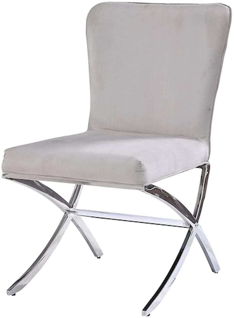 Daire - Neutral Velvet & Chrome Metal - Side Chair (Set of 2) - Ornate Home