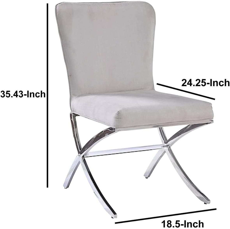 Daire - Neutral Velvet & Chrome Metal - Side Chair (Set of 2) - Ornate Home