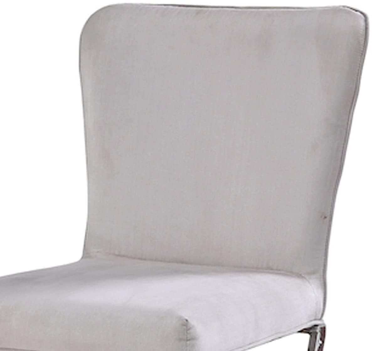 Daire Neutral Velvet & Chrome Metal Side Chair (Set of 2) - Ornate Home