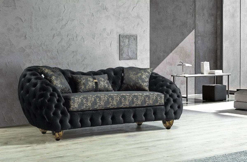 Dalia Black Velvet Living Room Set - Ornate Home