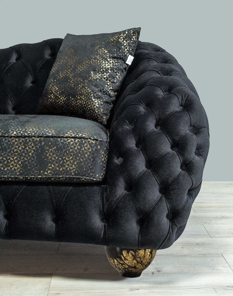 Dalia Black Velvet Living Room Set - Ornate Home