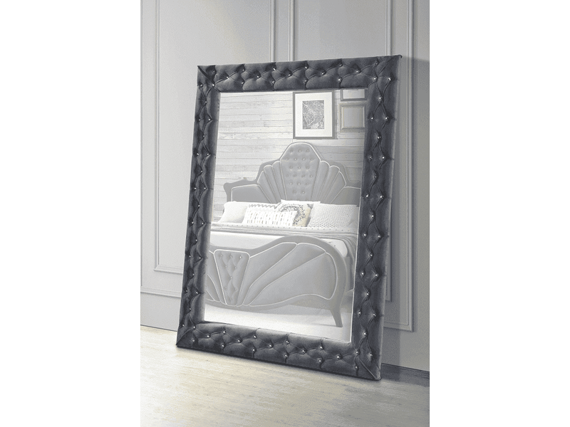 Dante Gray Velvet Floor Mirror - Ornate Home