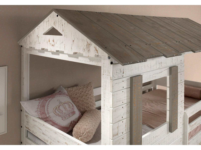 Darlene Rustic White Twin/Twin Bunk Bed - Ornate Home