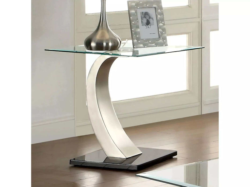 Roxo Satin Plated & Black End Table - Ornate Home