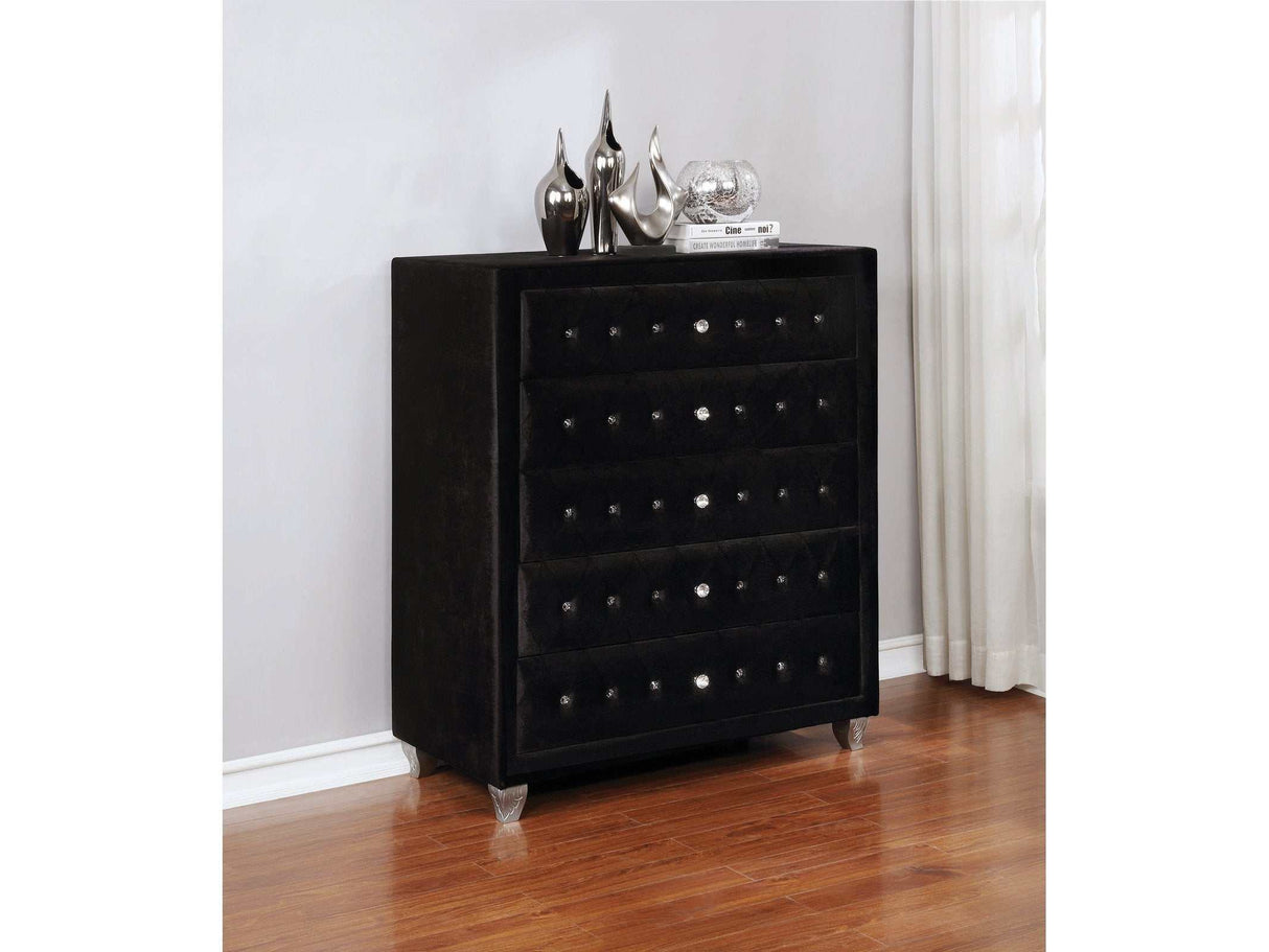 Deanna Black Velvet Chest - Ornate Home