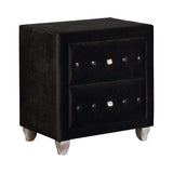 Deanna Black Velvet Nightstand - Ornate Home