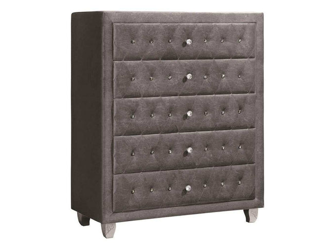 Deanna Grey Velvet Chest - Ornate Home