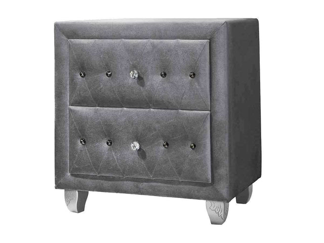 Deanna Grey velvet Nightstand - Ornate Home