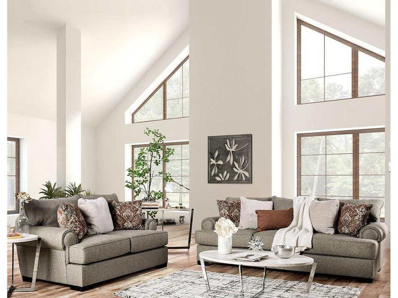 Debora - Gray - Stationary Sofa & Loveseat - 2pc - Ornate Home