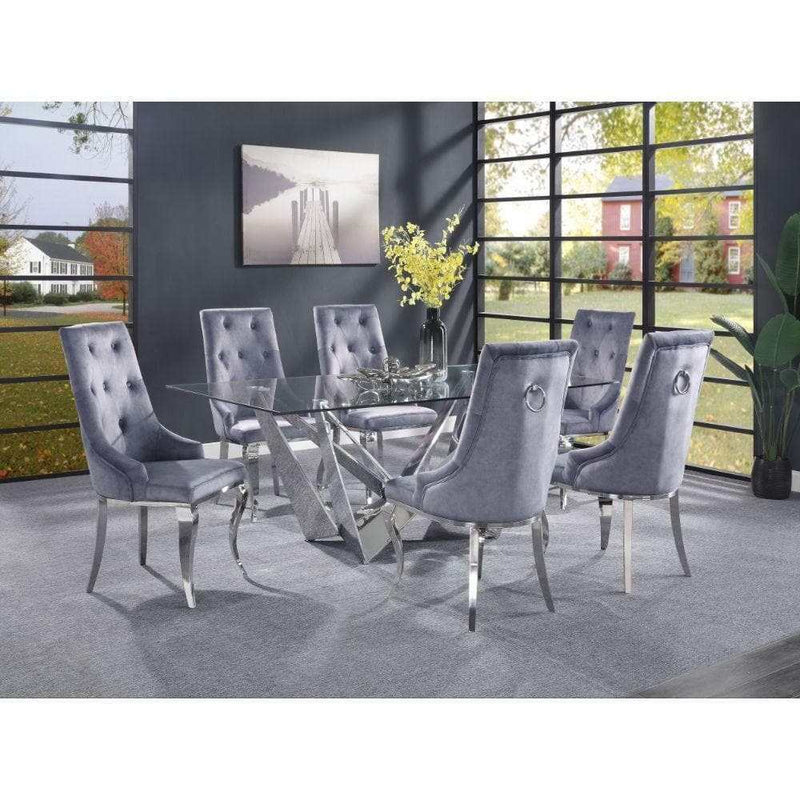 Dekel Fabric & Stainless Steel Side Chair (Set of 2) - Ornate Home