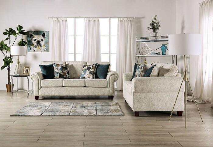 Delgada Beige Stationary Sofa & Loveseat 2pc - Ornate Home