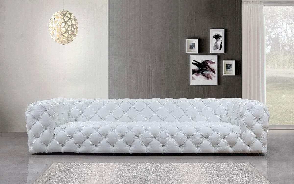 Dexter White Full Italian Leather 4 Seater Sofa - Ornate Home