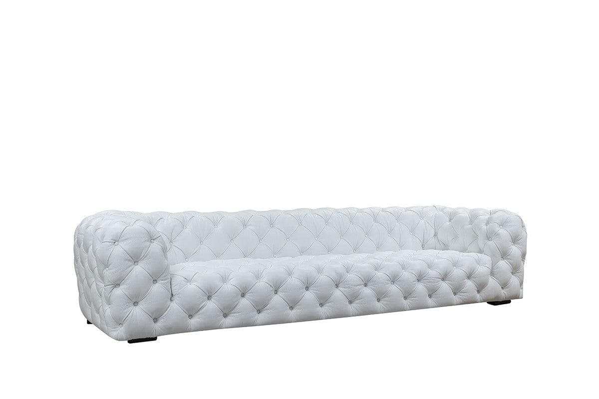 Dexter White Full Italian Leather 4 Seater Sofa - Ornate Home