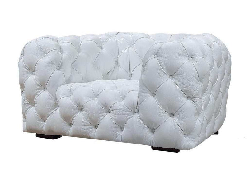 Dexter White Full Italian Leather Lounge Chair - Ornate Home