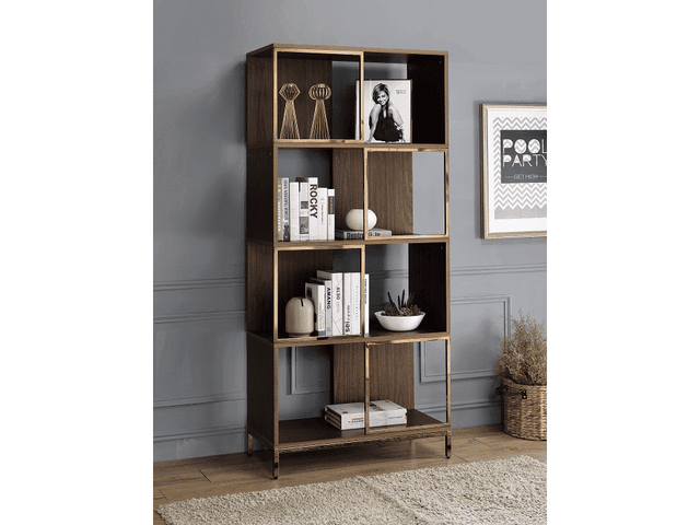 Diwan Walnut & Champagne Bookshelf - Ornate Home