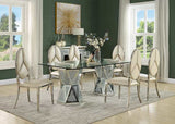 Noralie Glam Dining Table Hourglass Shape Double Base hexagon - Ornate Home