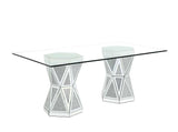 Noralie Glam Dining Table Hourglass Shape Double Base hexagon - Ornate Home