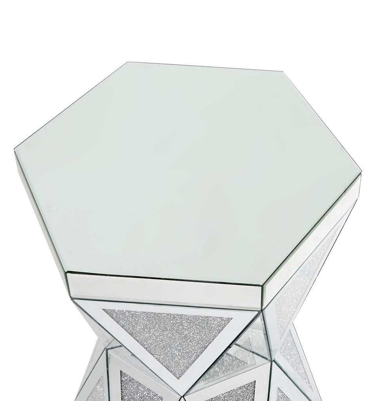 Noralie Glam Dining Table Hourglass Shape Double Base hexagon - Ornate Home