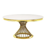 Fallon Faux Marble Top & Mirrored Gold Finish Round Dining Table - Ornate Home