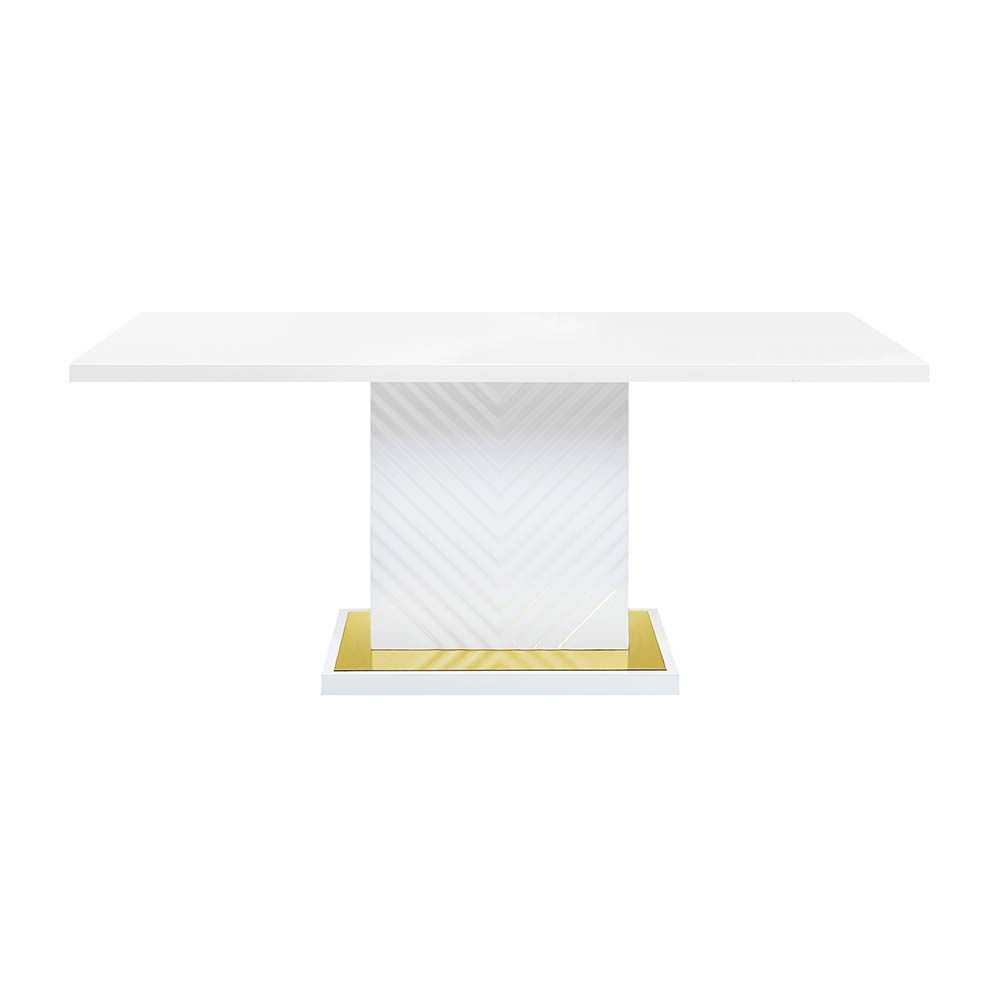 Gaines White High Gloss Dining Table - Ornate Home