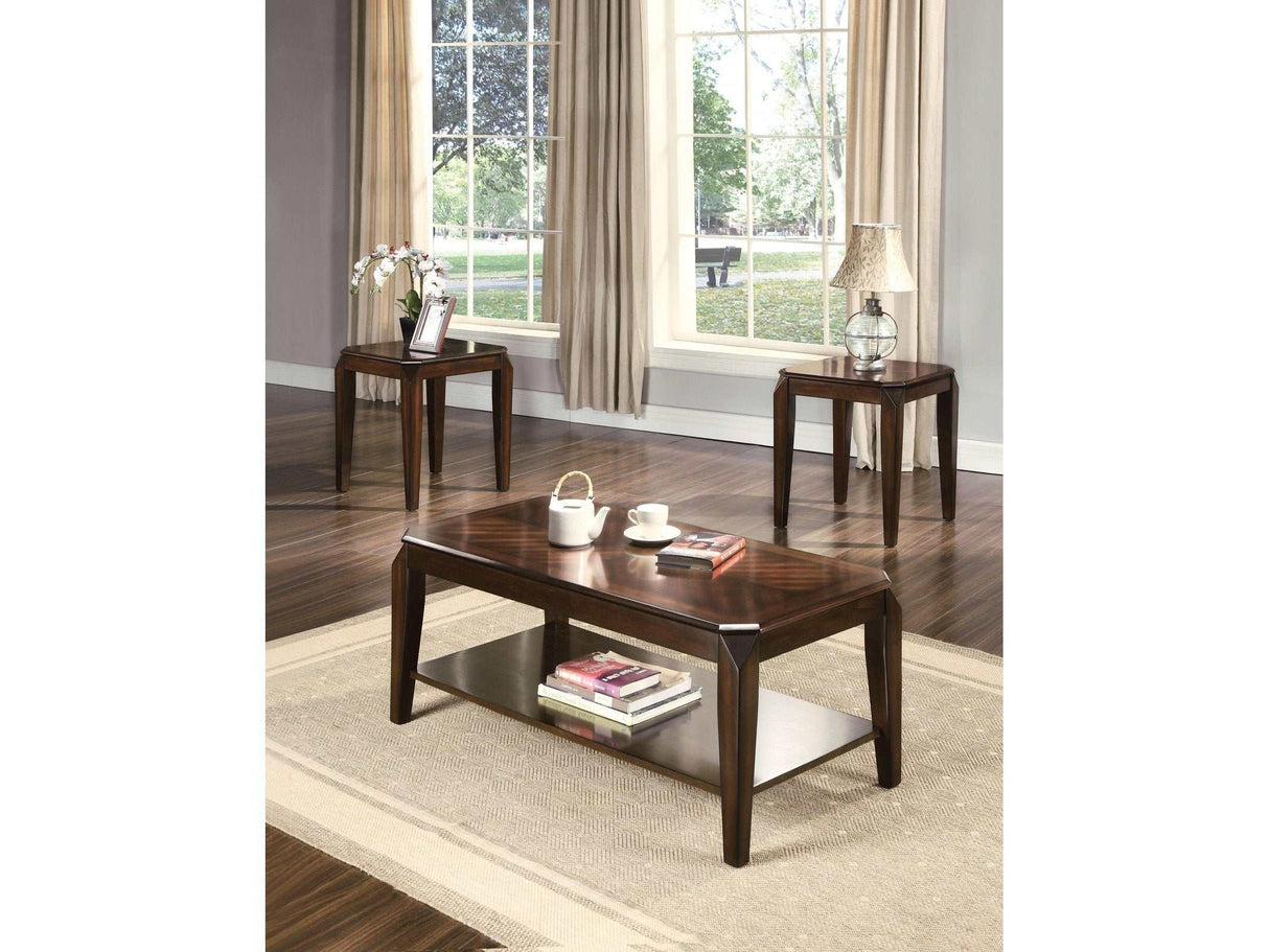 Docila Walnut Coffee/End Table Set (3Pc Pk) - Ornate Home