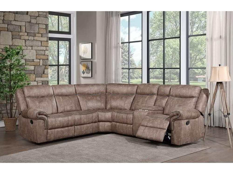 Dollum Two-Tone Manual Recliner Sectional Sofa w/Console - Ornate Home