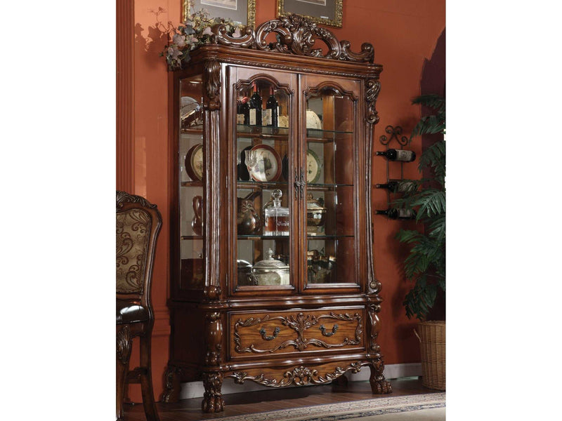 Dresden Cherry Oak Curio Cabinet - Ornate Home